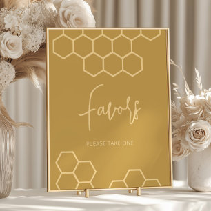 Honey Golden Beige Baby Shower Favors Sign