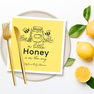 Honey Hand-drawn Jar Bees Yellow Baby Shower Napkins