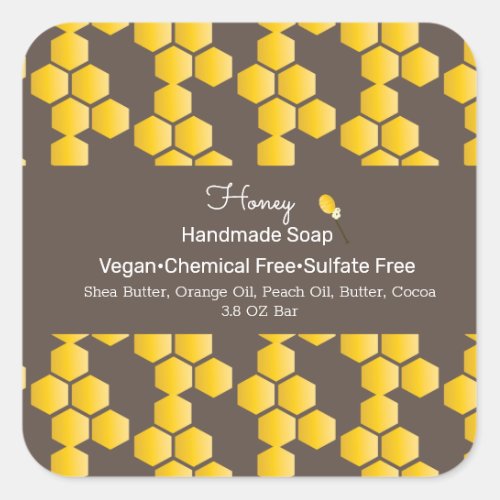 Honey Handmade Soap Beauty Branding Square Sticker