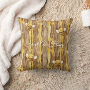 Honey Happy Bees Christmas   Throw Pillow