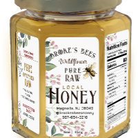 Honey HEX PANEL handpainted bee & flower 16oz JAR