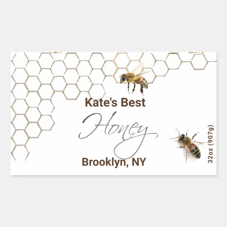 Honey Hexagon Jar Label with and Bees Zazzle