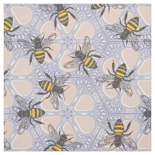 honey hive floral beige heather fabric