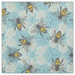 honey hive floral mist blue fabric