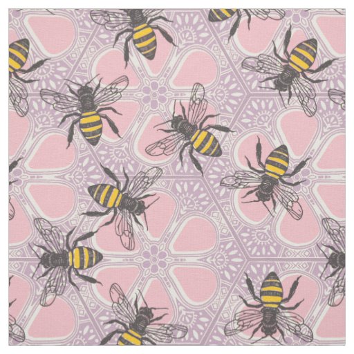 honey hive floral pink mauve fabric