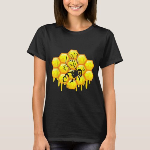 Honey Hives And Honey Comb Graphic Bee T_Shirt