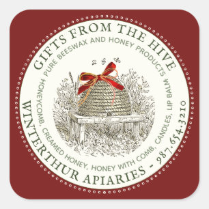 Honey Holiday Sticker for Bags Baskets Boxes Red
