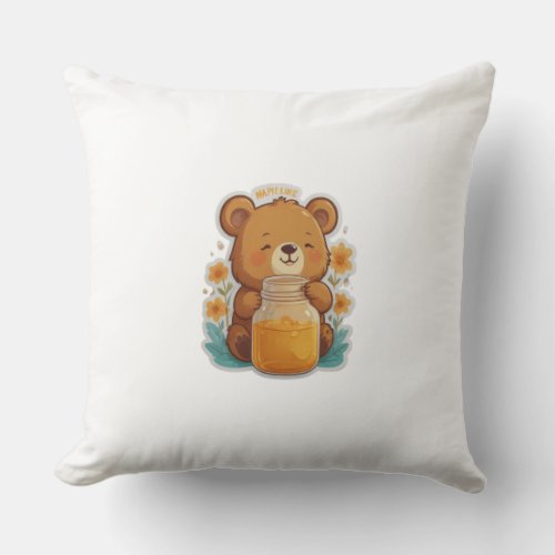 Honey Hug Bear Essentials for a Sweet Life Throw Pillow