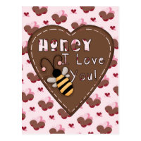 Honey I Love You Heart Postcard