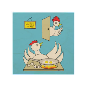 Honey I'm Home Chickens Wood Wall Decor