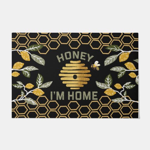 Honey Im Home Lemon Doormat Cute Bee With Lemons Doormat