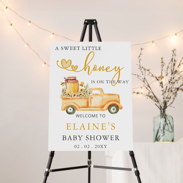 Honey is on the Way Baby Shower Welcome Sign (In Situ (Stand))