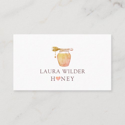 Honey Jar And Heart Watercolor Illustrated Logo  Business Card