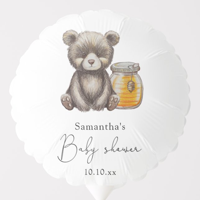 Honey jar and teddy Bear baby shower Balloon (Front)