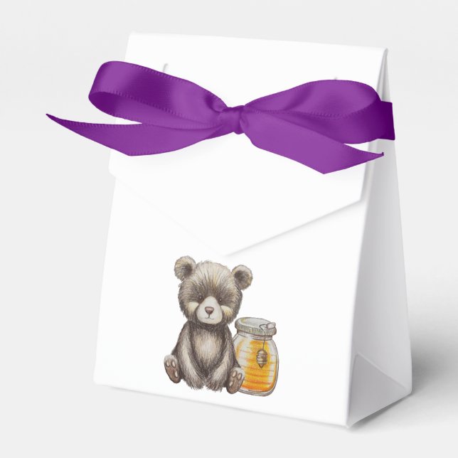 Honey jar and teddy Bear baby shower Favor Boxes (Front Side)