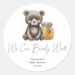 Honey jar and teddy Bear - We can bearly wait Classic Round Sticker