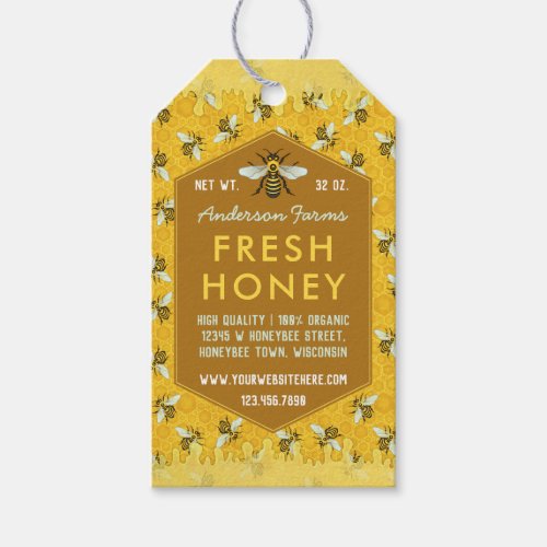 Honey Jar Apiary Jar Tags  Honeycomb and Bees