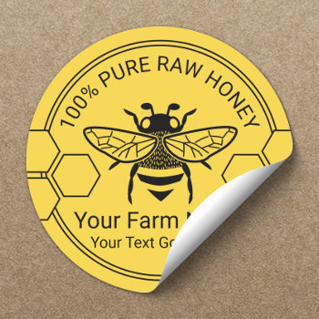 Honey Jar Bee Honey Apiary Beekeeper Farm Honey Classic Round Sticker by cardfactory at Zazzle