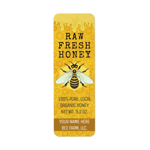 Honey Jar Bee Labels  Honeybee Honeycomb Apiary