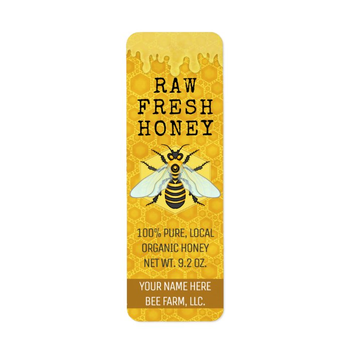 Honey Jar Bee Labels | Honeybee Honeycomb Apiary | Zazzle.com