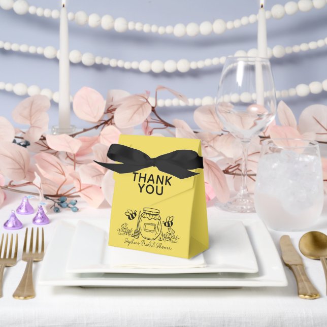 Honey Jar & Bees Hand-drawn Bridal Shower Favor Boxes (Wedding)