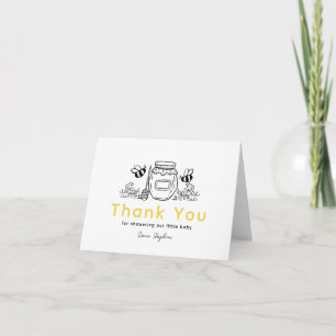 Honey Jar & Bees White Baby Shower Thank You Card