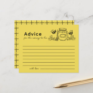 Honey Jar & Bees Yellow Baby Shower Advice Card