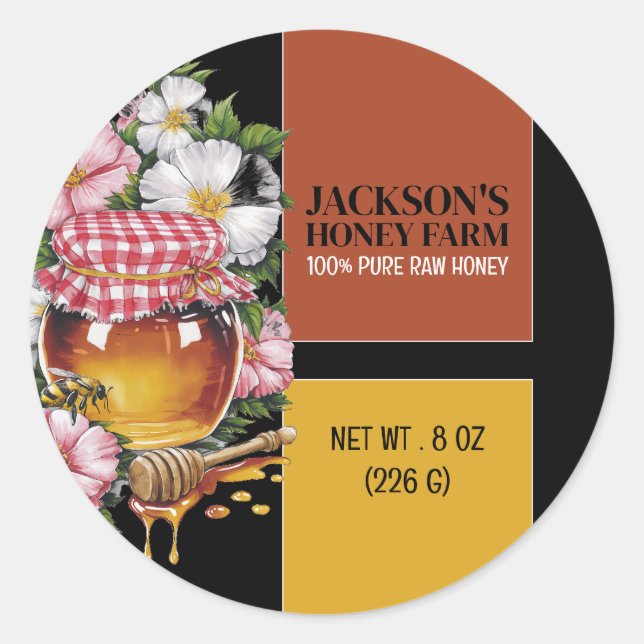 Honey Jar - Beeyard, Honey Farm Product Label (Front)