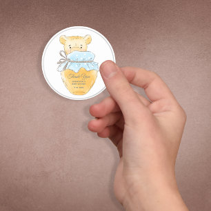 Honey Jar Boy Teddy Bear Thank You Classic Round Sticker