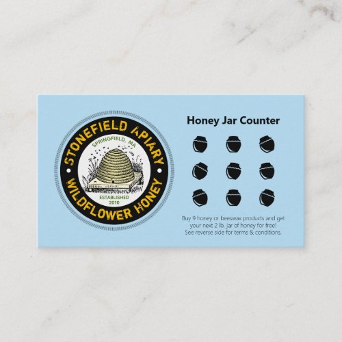 Honey Jar Counter Light Blue Loyalty Card