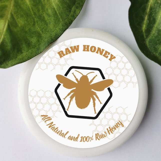 Honey Jar Fresh Honey Bee Apiary Beekeeper Classic Round Sticker (Creator Uploaded)
