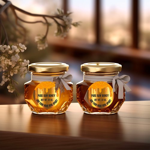 Honey Jar  Honeybee Honeycomb Apiary Drips Gold  Classic Round Sticker