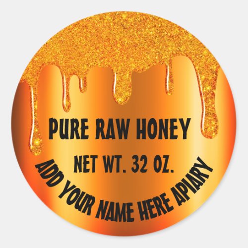 Honey Jar  Honeybee Honeycomb Apiary Drips Organi Classic Round Sticker