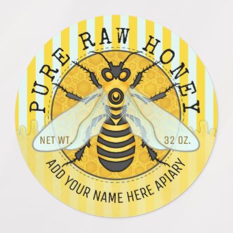 Honey Jar Honeybee Honeycomb Bee Apiary Business Labels | Zazzle