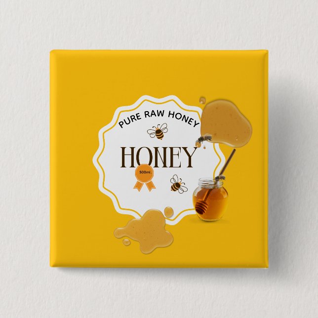 Honey Jar Honeybee Honeycomb Bee Apiary Button (Front)