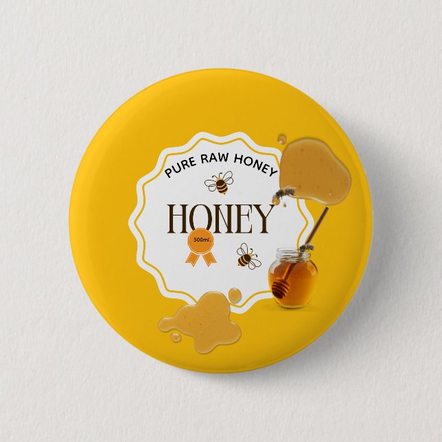 Honey Jar Honeybee Honeycomb Bee Apiary Button (Front)