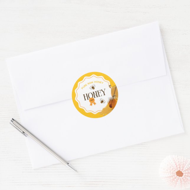 Honey Jar Honeybee Honeycomb Bee Apiary Classic Round Sticker (Envelope)