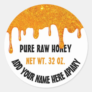 Honey Jar  Honeybee Honeycomb Bee Apiary Drips Classic Round Sticker