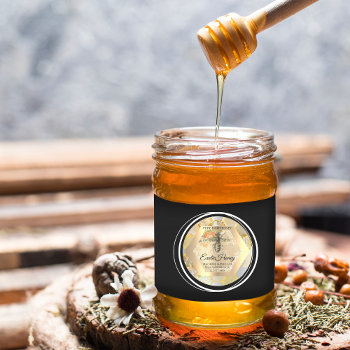 Honey Jar Honeybee Honeycomb Bee Apiary Logo Classic Round Sticker by luxury_luxury at Zazzle