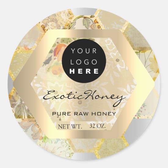 Honey Jar Honeybee Honeycomb Bee Apiary Logo Classic Round Sticker