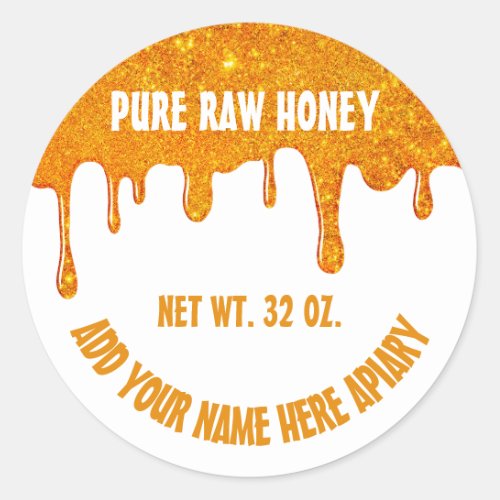Honey Jar  Honeybee Honeycomb Bee Apiary Name Classic Round Sticker