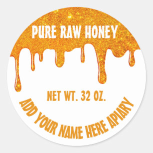 Honey Jar Honeybee Honeycomb Bee Apiary Name Classic Round Sticker