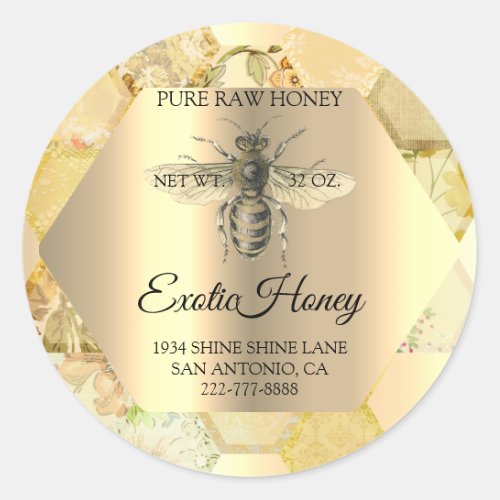 Honey Jar Honeybee Honeycomb Bee Apiary Organic Classic Round Sticker