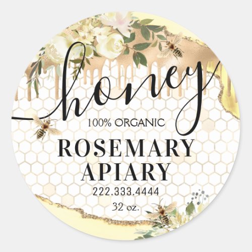 Honey Jar Honeycomb Bee Apiary Food Classic Round  Classic Round Sticker