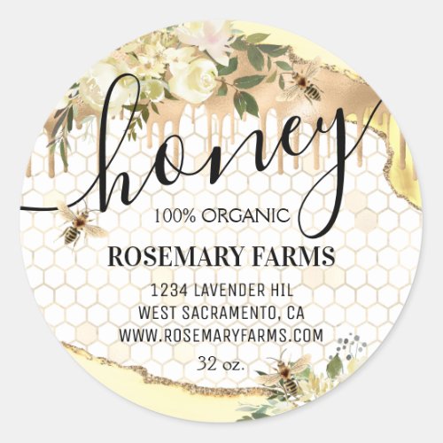 Honey Jar Honeycomb Bee Apiary Food Classic Round Sticker