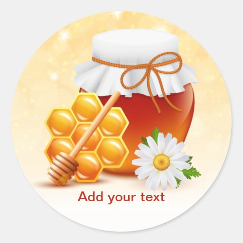 Honey Jar Honeycomb Daisy Classic Round Sticker