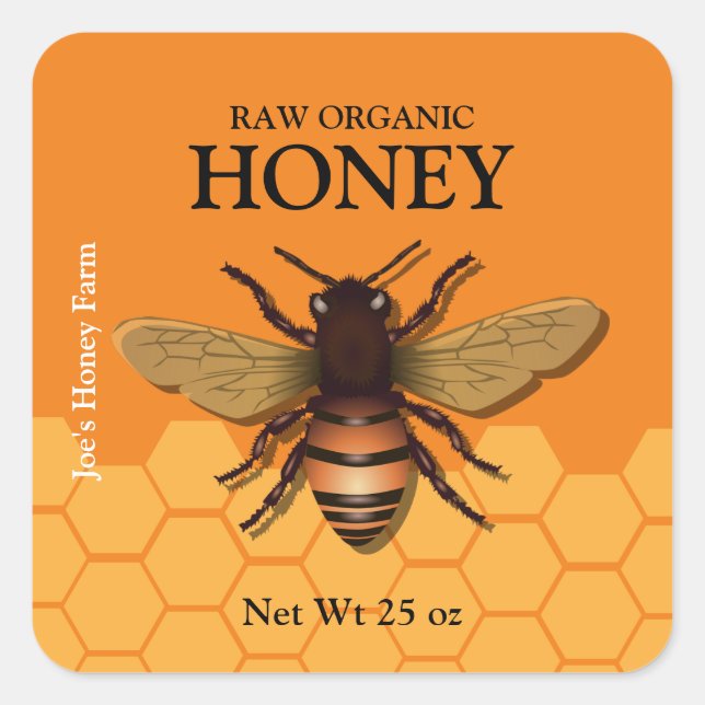 Honey Jar Honeycomb Label Sticker (Front)