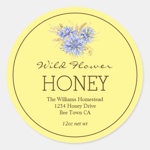 Honey Jar Label  Corn Flower   Apiary Name