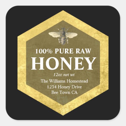 Honey Jar Label  Honey Bee  and Apiary Name