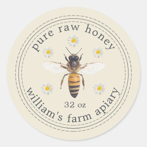 Honey Jar Label Honey Bee Apiary Antique White